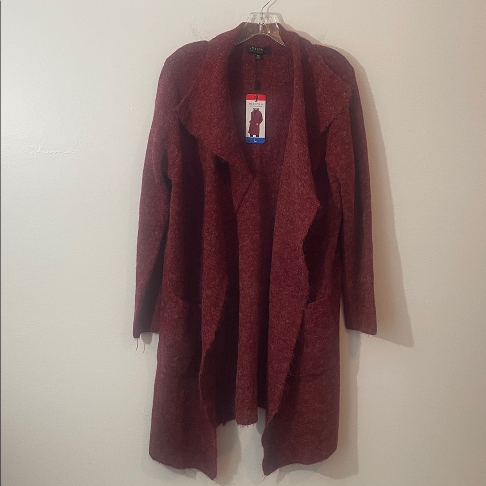 Joseph A. Women's Knit Mid-Length Cardigan Jacket M/L Color, Red /Z9